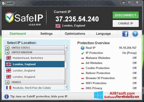 Скріншот SafeIP для Windows 8.1