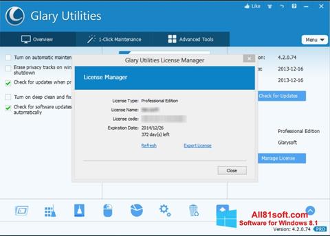 Скріншот Glary Utilities для Windows 8.1