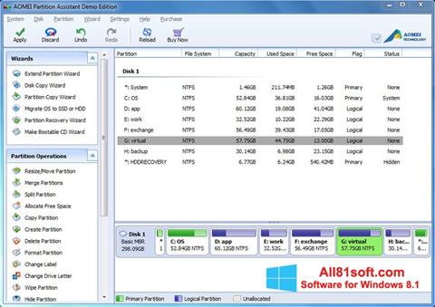 Скріншот AOMEI Partition Assistant для Windows 8.1