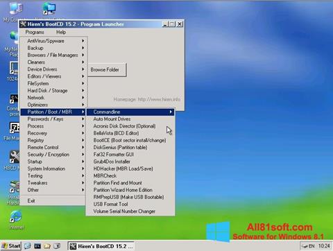 Скріншот Hirens Boot CD для Windows 8.1