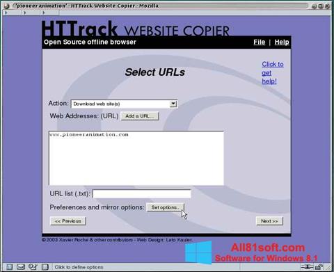 Скріншот HTTrack Website Copier для Windows 8.1