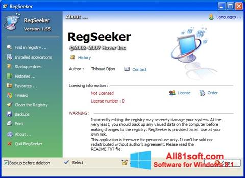 Скріншот RegSeeker для Windows 8.1