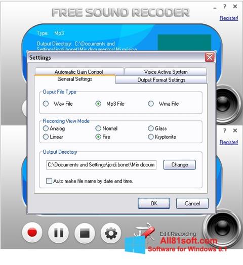 Скріншот Free Sound Recorder для Windows 8.1