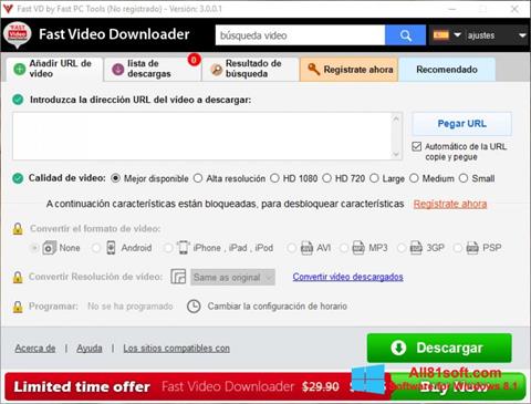 Скріншот Fast Video Downloader для Windows 8.1