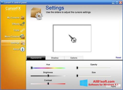 Скріншот CursorFX для Windows 8.1