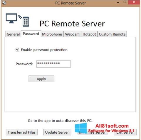 Скріншот PC Remote Server для Windows 8.1