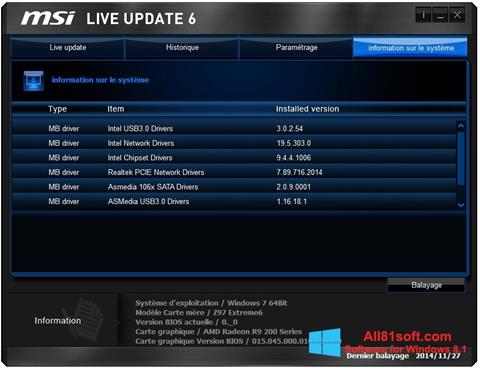 Скріншот MSI Live Update для Windows 8.1