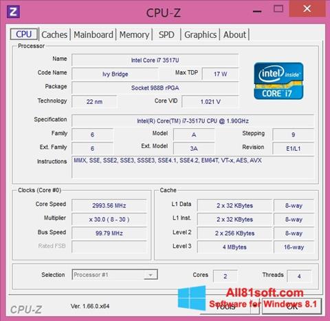 Скріншот CPU-Z для Windows 8.1