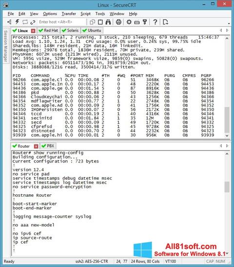 Скріншот SecureCRT для Windows 8.1