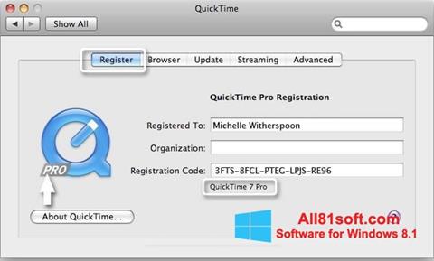 Скріншот QuickTime Pro для Windows 8.1