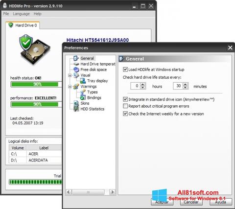 Скріншот HDDlife для Windows 8.1