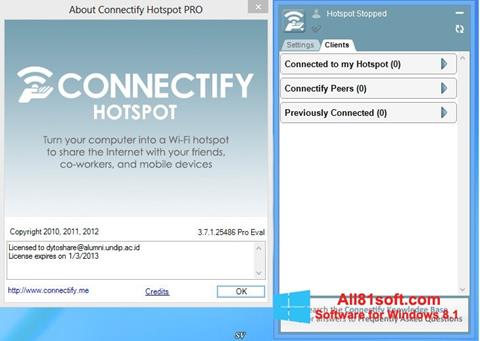 Скріншот Connectify Hotspot для Windows 8.1