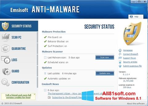 Скріншот Emsisoft Anti-Malware для Windows 8.1