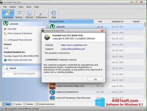 Скріншот Uninstall Tool для Windows 8.1