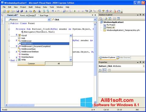Скріншот Microsoft Visual Basic для Windows 8.1
