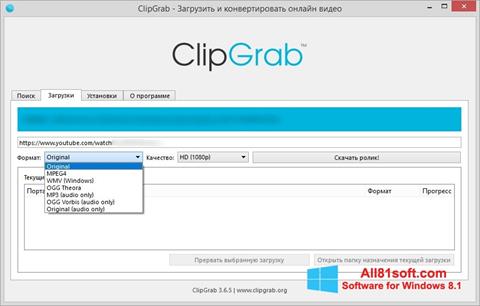 Скріншот ClipGrab для Windows 8.1