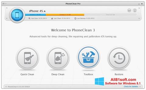 Скріншот PhoneClean для Windows 8.1