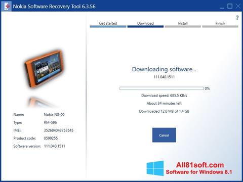Скріншот Nokia Software Recovery Tool для Windows 8.1