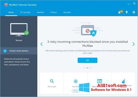 Скріншот McAfee Internet Security для Windows 8.1