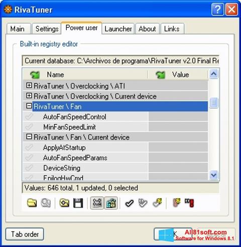 Скріншот RivaTuner для Windows 8.1