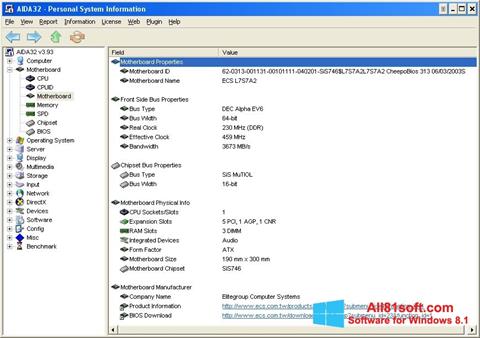 Скріншот AIDA32 для Windows 8.1