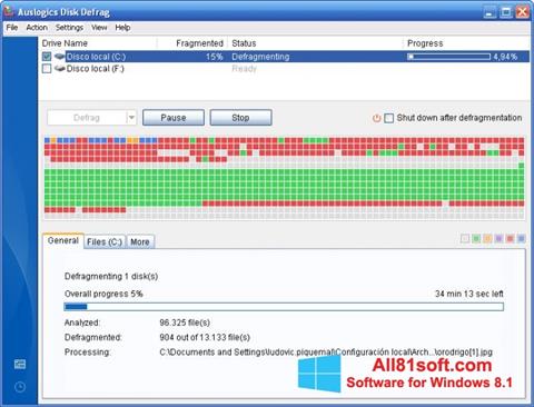 Скріншот Auslogics Disk Defrag для Windows 8.1