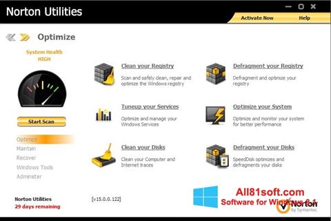 Скріншот Norton Utilities для Windows 8.1