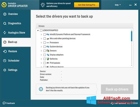 Скріншот Auslogics Driver Updater для Windows 8.1
