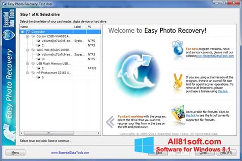 Скріншот Easy Photo Recovery для Windows 8.1