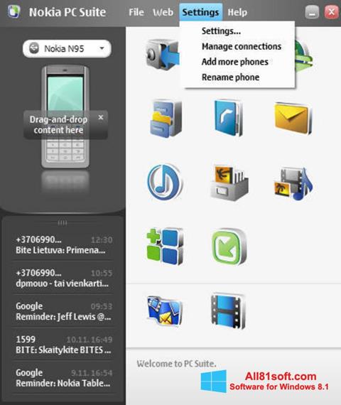 Скріншот Nokia PC Suite для Windows 8.1