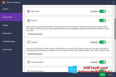 Скріншот Avast! Pro Antivirus для Windows 8.1