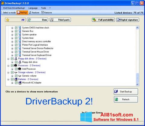 Скріншот Driver Backup для Windows 8.1