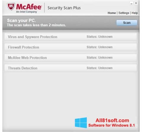 Скріншот McAfee Security Scan Plus для Windows 8.1