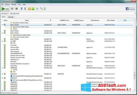 Скріншот Advanced IP Scanner для Windows 8.1