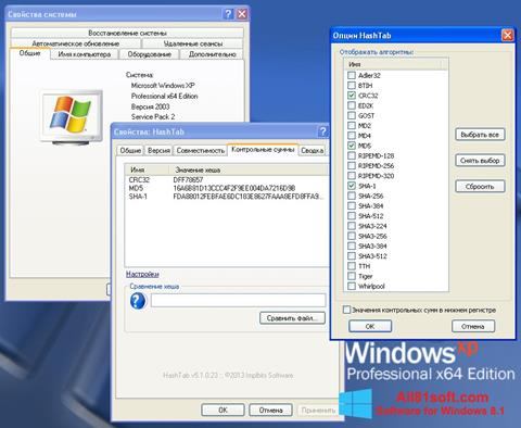 Скріншот HashTab для Windows 8.1